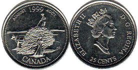 pièce de monnaie canadian commémorative pièce de monnaie 25 cents 1999