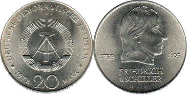 monnaie East Allemagne 20 mark 1972