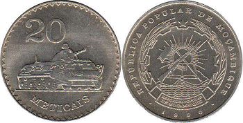 piece Mozambique 20 meticais 1980