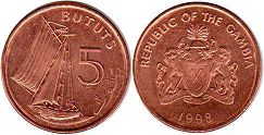 монета Гамбия 5 бутутов 1998 монета Гамбия 5 бутутов 1998