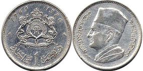 piece Morocco 1 dirham 1960 