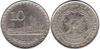 piece Mozambique 10 meticais 1980