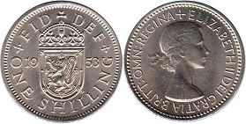 monnaie UK 1 shilling 1953