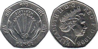 monnaie UK 50 pence 1998