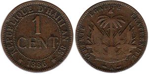 piece Haiti 1 centime 1886