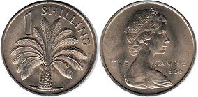 монета Гамбия 1 шиллинг 1966 монета Гамбия 1 шиллинг 1966