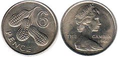 монета Гамбия 6 пенсов 1966 монета Гамбия 6 пенсов 1966