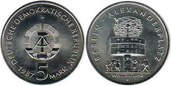 monnaie East Allemagne 5 mark 1987