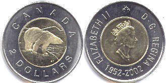 монета Канада 2 доллара 2002