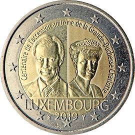 moneta 2 euro 2019 100anniv_throneGrDuCharl moneta 2 euro 2019 100anniv_throneGrDuCharl