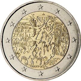 moneta 2 euro 2019 fr_30anniv_fallBerlinwall moneta 2 euro 2019 fr_30anniv_fallBerlinwall
