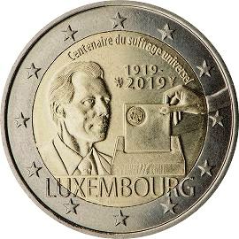 moneta 2 euro 2019 lu_100anni_uni_suffrage moneta 2 euro 2019 lu_100anni_uni_suffrage