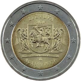 moneta 2 euro 2020 lt_aucksta moneta 2 euro 2020 lt_aucksta