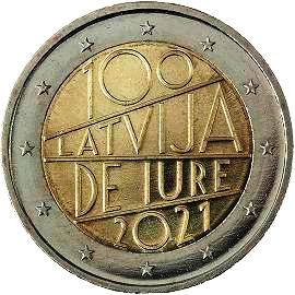moneta 2 euro 2021 lv_100_anniversary_iure moneta 2 euro 2021 lv_100_anniversary_iure