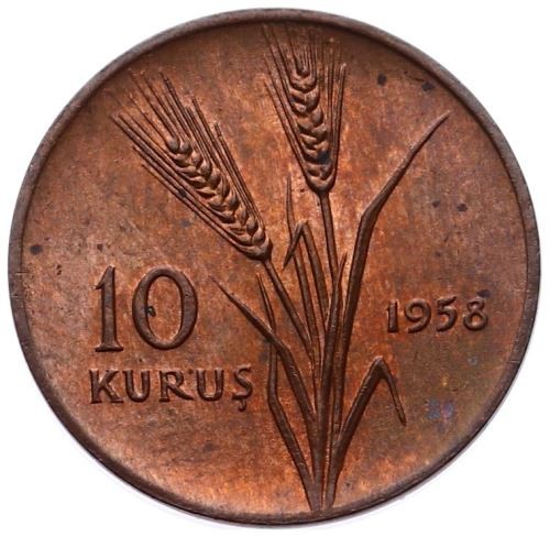 10 куруш 1958 Аверс