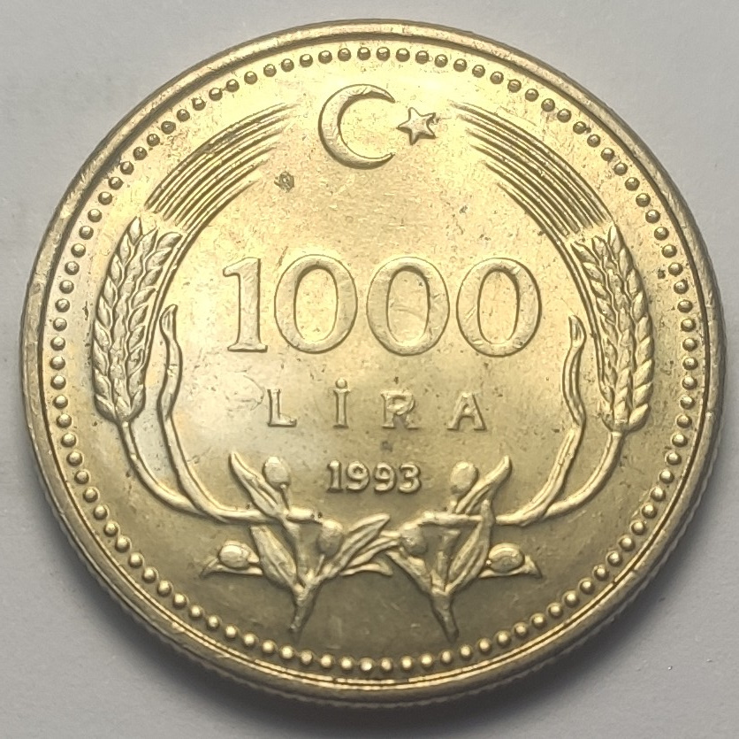 1000 Лира 1993 Реверс