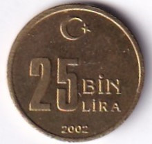25 тысяч лир 2002 Аверс
