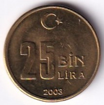 25 тысяч лир 2003 Аверс
