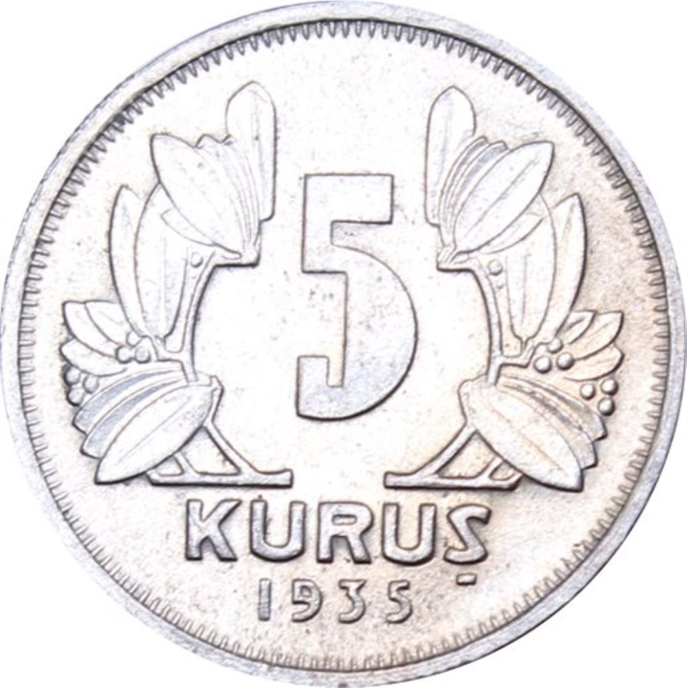 5 куруш 1935 Аверс