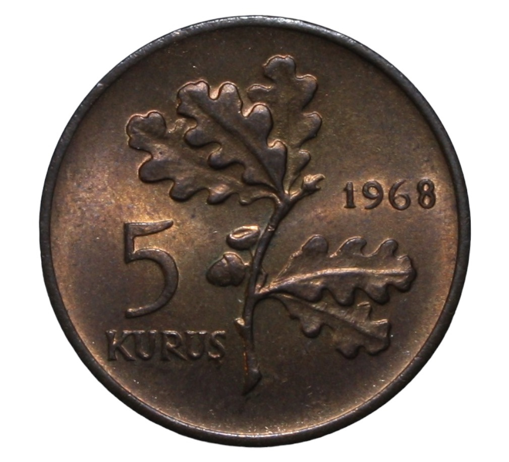 5 куруш 1968 Аверс