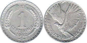 Chile coin 1 centesimo 1962px; Chile coin 1 centesimo 1962
