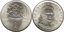 Chile coin 1 escudo 1972px; Chile coin 1 escudo 1972