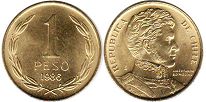 Chile coin 1 peso 1986px; Chile coin 1 peso 1986