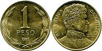 Chile coin 1 peso 1989px; Chile coin 1 peso 1989