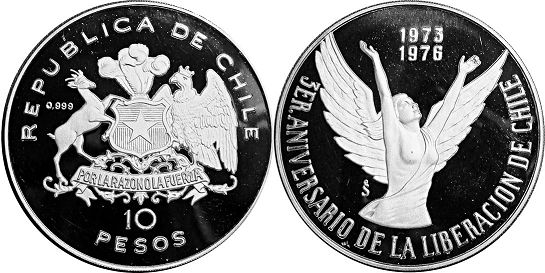 Chile coin 10 pesos 1976 nuevos gobiernopx; Chile coin 10 pesos 1976 nuevos gobierno