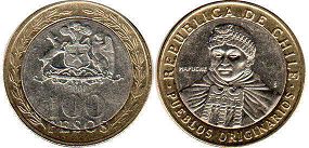Chile coin 100 pesos 2008px; Chile coin 100 pesos 2008