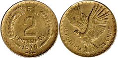Chile coin 2 centesimos 1970px; Chile coin 2 centesimos 1970