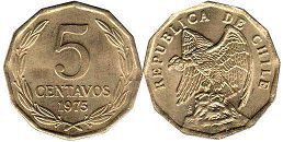 Chile coin 5 centavos 1975px; Chile coin 5 centavos 1975