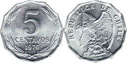 Chile coin 5 centavos 1976px; Chile coin 5 centavos 1976