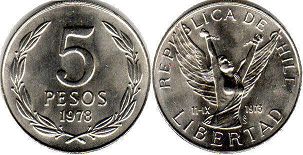 Chile coin 5 pesos 1978px; Chile coin 5 pesos 1978