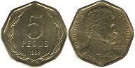 Chile coin 5 pesos 1998px; Chile coin 5 pesos 1998