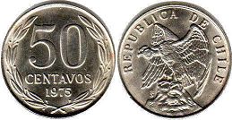 Chile coin 50 centavos 1975px; Chile coin 50 centavos 1975