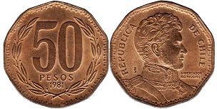 Chile coin 50 pesos 1981px; Chile coin 50 pesos 1981