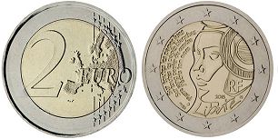 pièce de monnaie France 2 euro 2015