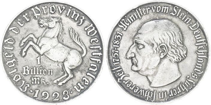 Notgeld Westfalen 1 Billion mark 1923 Notgeld Westfalen 1 Billion mark 1923