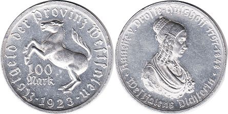 Notgeld Westfalen 100 mark 1923px; Notgeld Westfalen 100 mark 1923