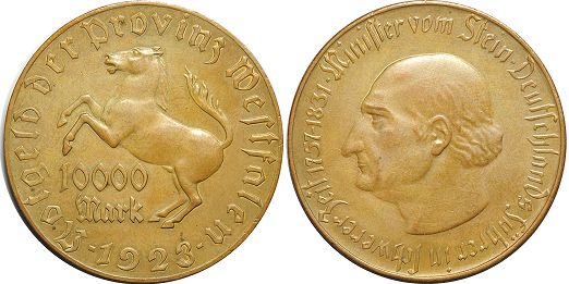 Notgeld Westfalen 10000 mark 1923px; Notgeld Westfalen 10000 mark 1923