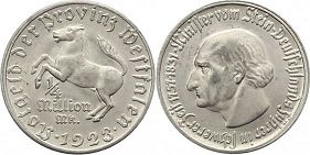 Notgeld Westfalen 1/4 million mark 1923px; Notgeld Westfalen 1/4 million mark 1923
