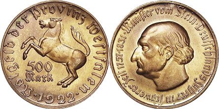 Notgeld Westfalen 500 mark 1922px; Notgeld Westfalen 500 mark 1922