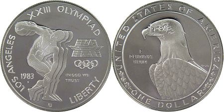 États-Unis pièce 1 dollar 1983 discus