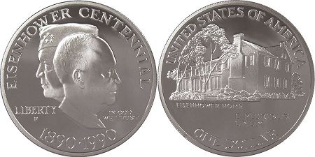 États-Unis pièce 1 dollar 1990 eisenhower