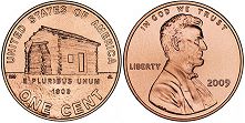 États-Unis pièce 1 cent 2009 Log cabin