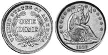 États-Unis pièce dime 1838