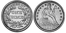 États-Unis pièce dime 1855