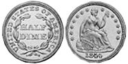 États-Unis pièce half dime 1844