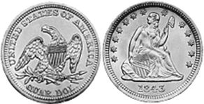 États-Unis pièce quarter 1843